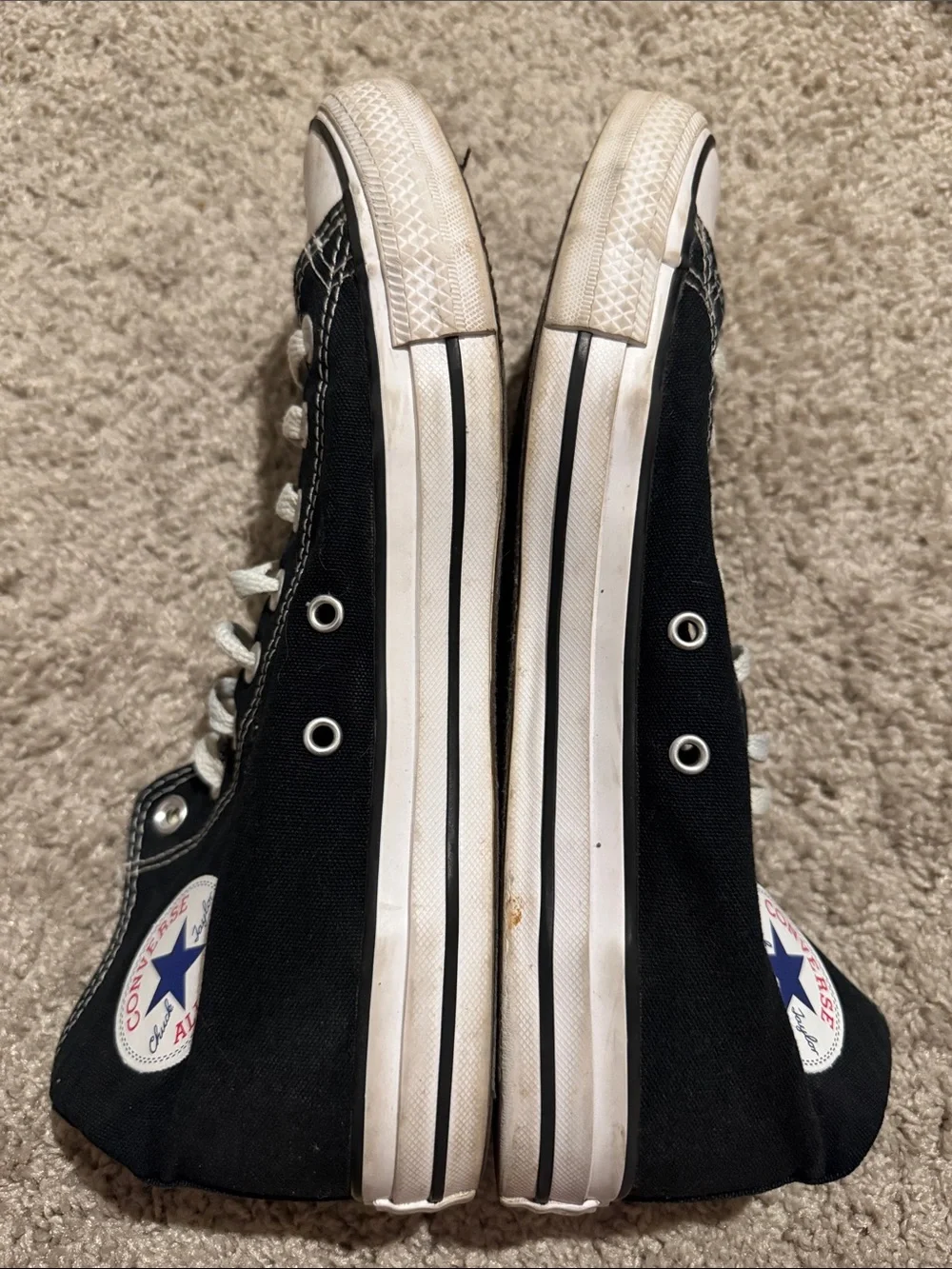 Converse Black and White High Top Chuck Taylors - Picture 3 of 4